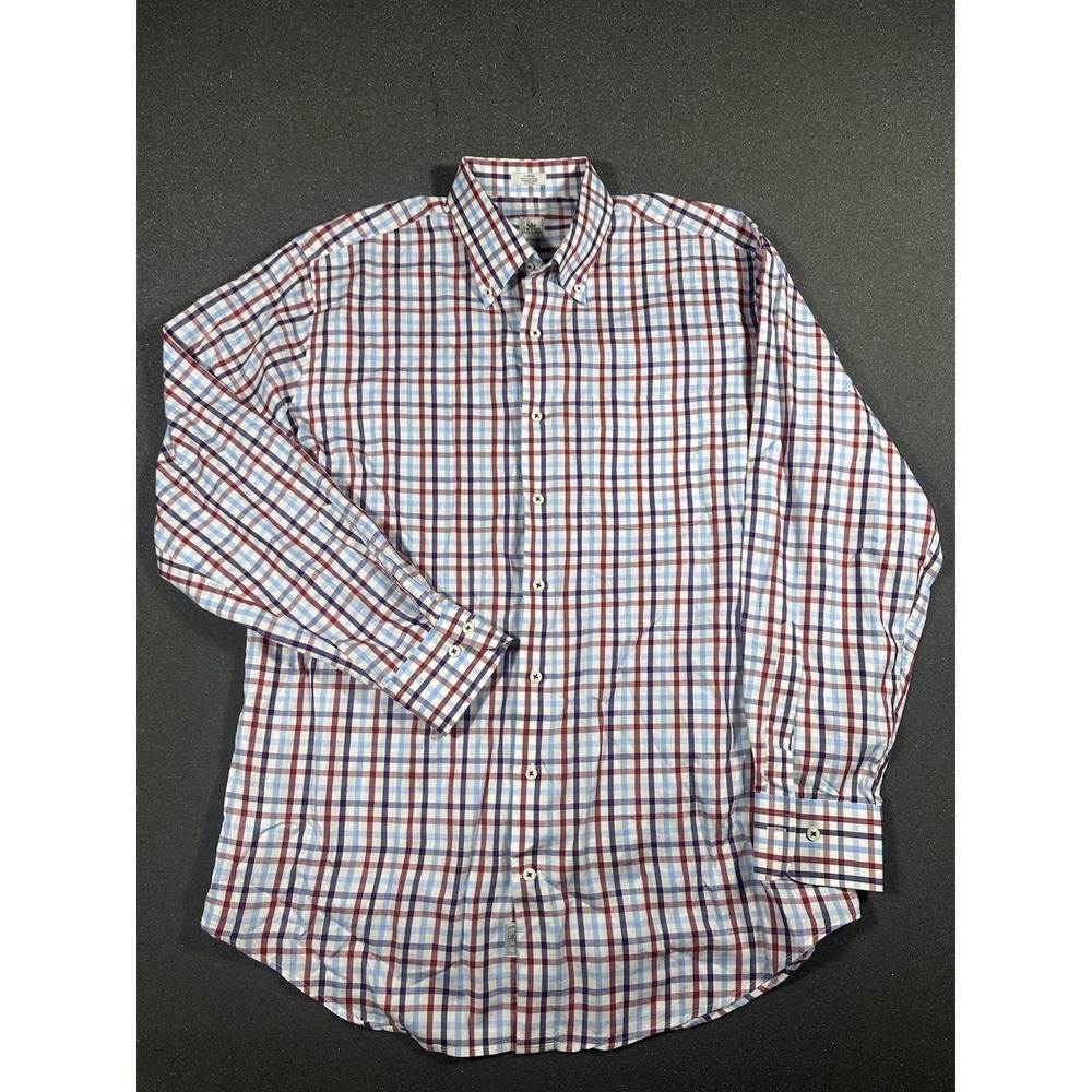 Men's Peter Millar Red/Purple/Blue Long Sleeve Large Plaid Button Down